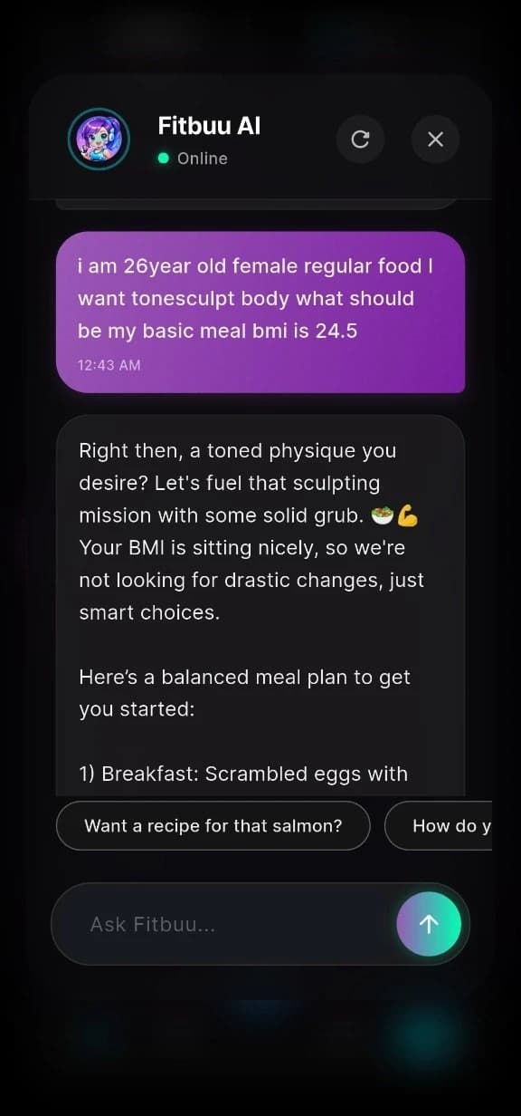 Fitnivo interactive AI fitness coach chat interface generating a custom workout plan