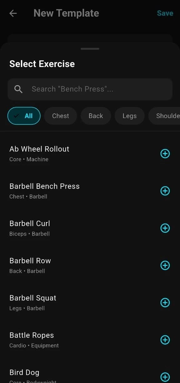 Custom workout creator tool for building personalized lifting routines